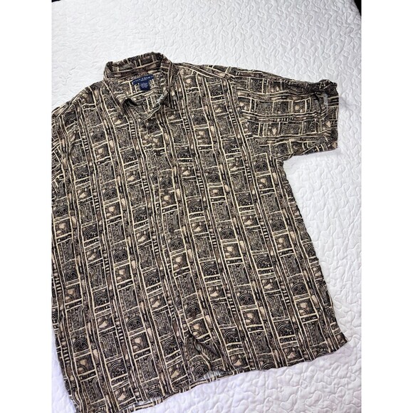 Ivy Crew Classic Mens Abstract Short Sleeve Button Up Collared Shirt size large - Picture 2 of 5